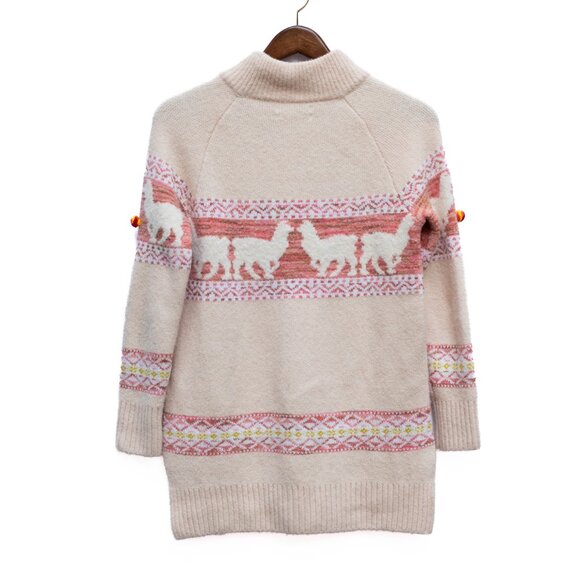 Anthropologie Aimee Alpaca Pom Pom Sweater XS Blush Pink Peach Slouchy Nordic - Picture 7 of 11